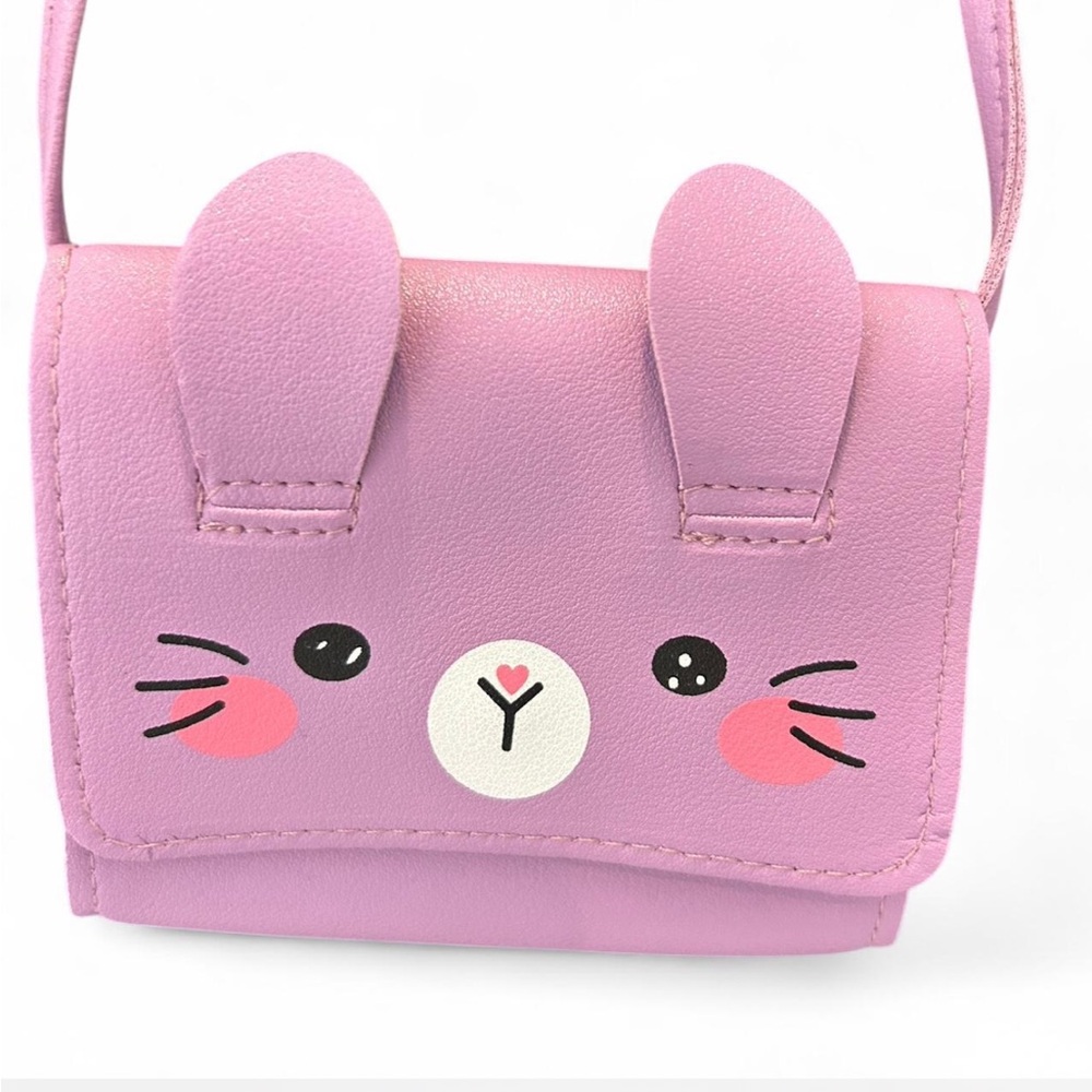 Purple Bunny Kids Wallet or Add Removable Strap to Use As a Purse